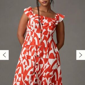 Red and White Patterned Women's Dress